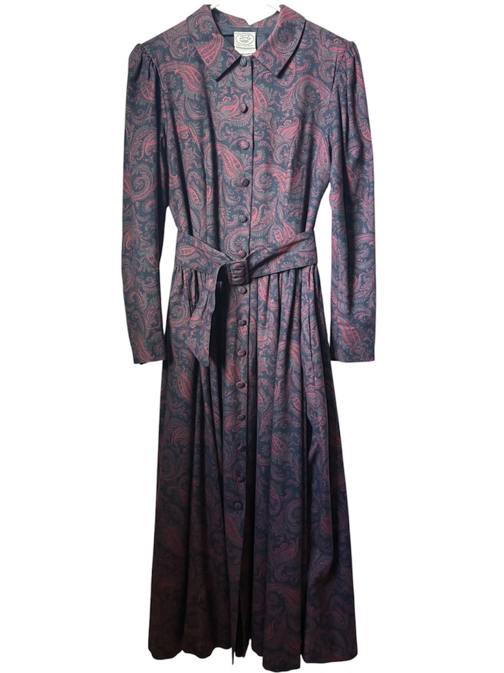 Vintage Laura Ashley Wool Blend Puff Sleeve Retro Cottagecore 80s 70s Dress